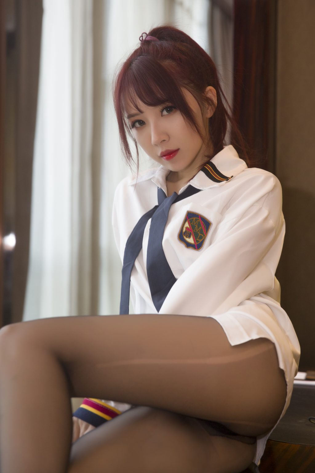 Watch sexy Coser@小女巫露娜 Vol.012: 白衬衣 photos