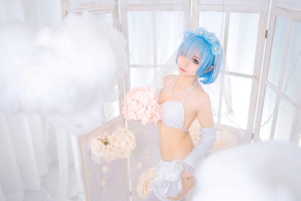 Watch sexy Coser@蠢沫沫 (chunmomo) Vol.024: 蕾姆花嫁 photos