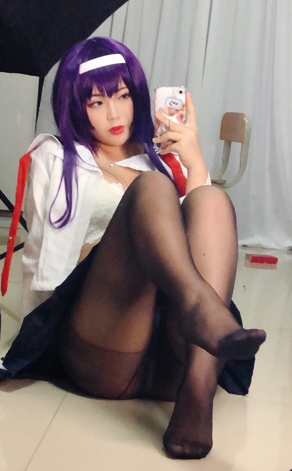 Watch sexy Coser@白烨 Vol.019: 学姐校服自拍 photos