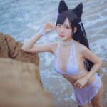 Coser@抖娘 & 利世 抖娘×不呆猫 獒犬海边泳装