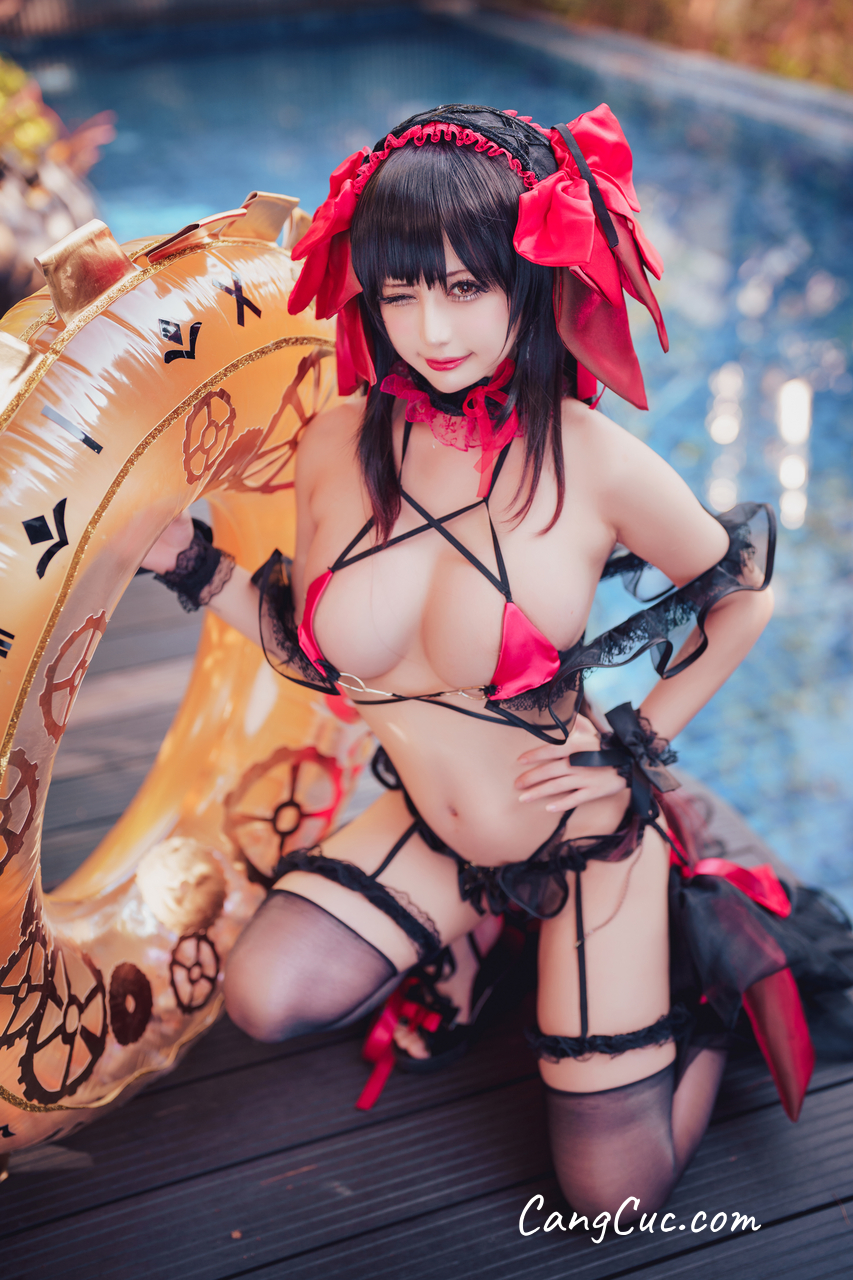 Watch sexy Coser@沖田凜花Rinka – Kurumi Tokisaki Swimsuit photos