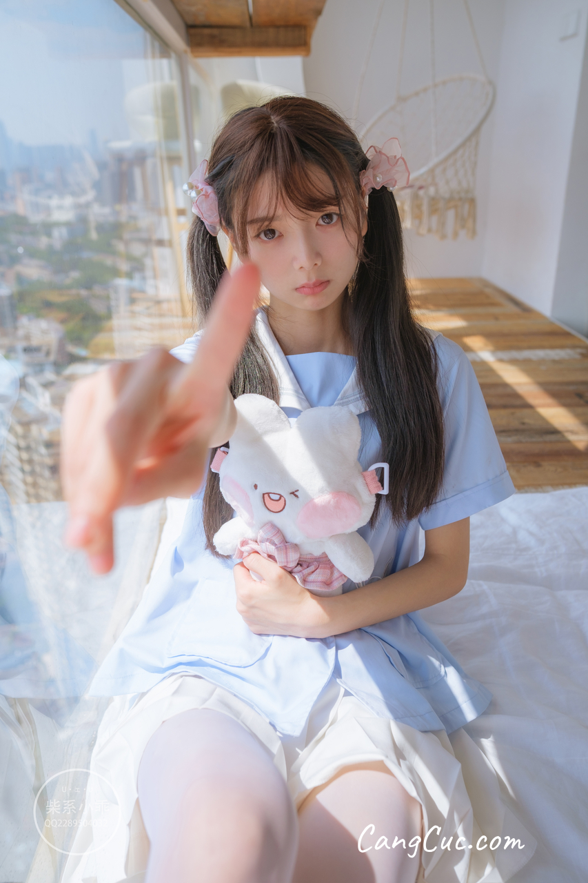 Watch sexy Coser@稚乖画册 Vol.001 晴空01 白丝双马尾JK photos