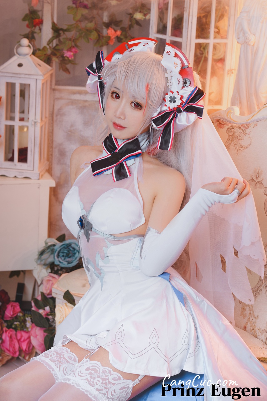 Watch sexy Coser@面饼仙儿 No.054 欧根花嫁 photos